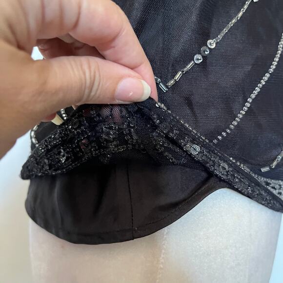 Vtg 90s Scala Beaded Tank Blouse Sz M Y2K Gatsby Art Deco Holiday Sequins Glam - Picture 11 of 16